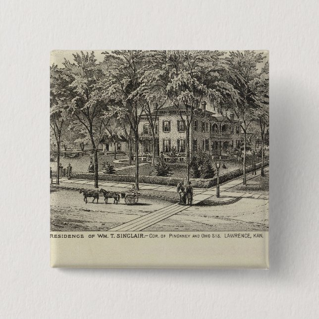 Sinclair Residence, Kansas 2 Inch Square Button (Front)