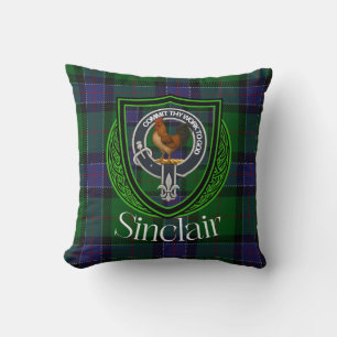 Sinclair Scottish Clan Tartan Crest Throw Pillow