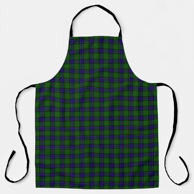 Sinclair tartan blue green plaid  apron (Front)