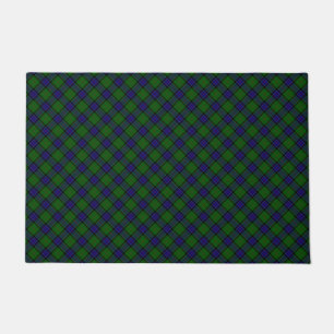Sinclair tartan blue green plaid doormat