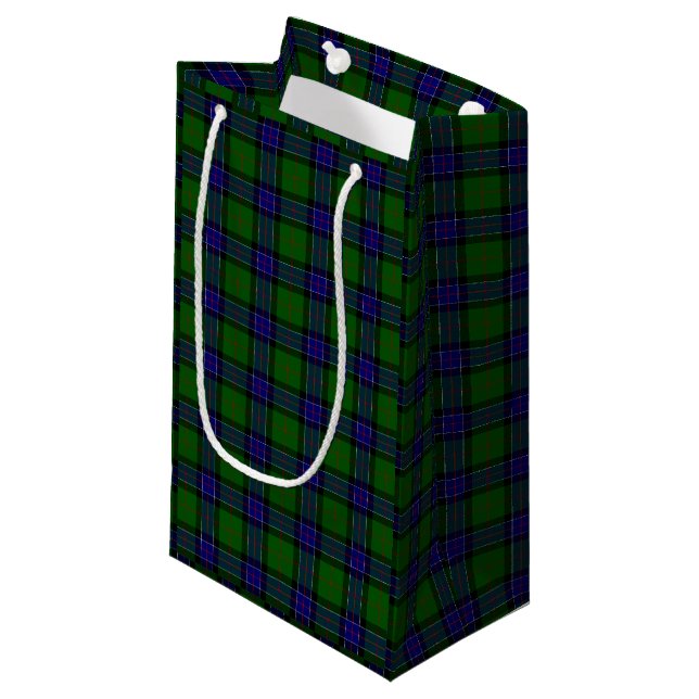 Sinclair tartan blue green plaid small gift bag (Front Angled)