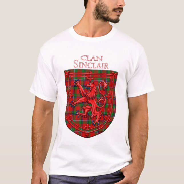 Sinclair Tartan Scottish Plaid Lion Rampant T-Shirt (Front)