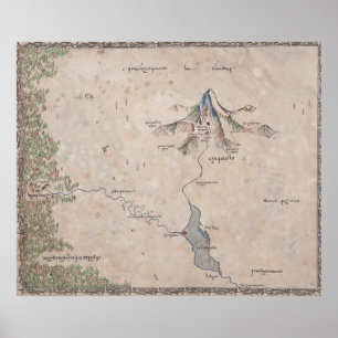 Sindarin Map of The Lonely Mountain Poster