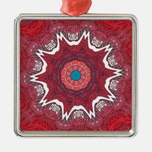 Sindhi Ethnic Tribal Pattern Art Print Metal Ornament