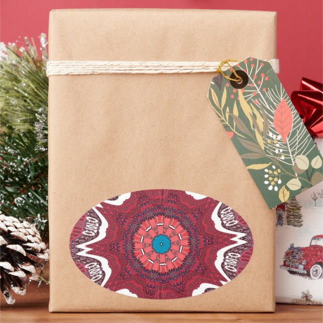 Sindhi Ethnic Tribal Pattern Art Print Oval Sticker (Holiday)