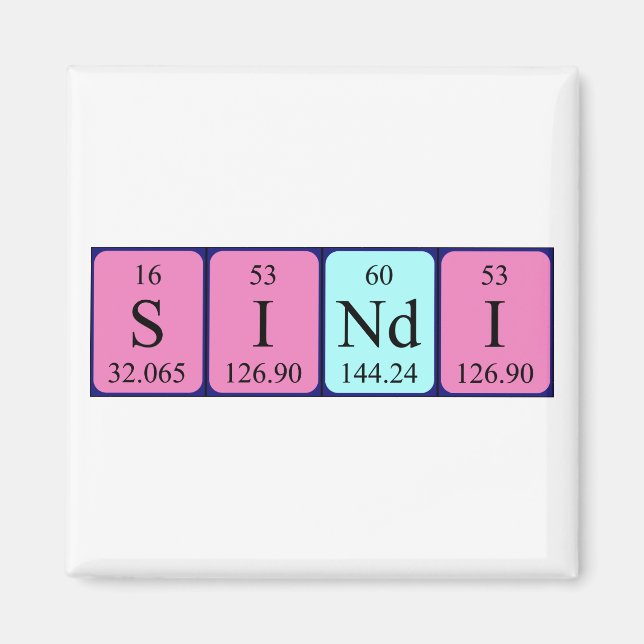 Sindi periodic table name magnet (Front)