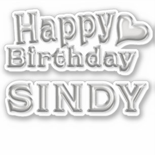 Sindy Happy Birthday silver Sticker