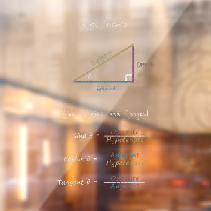 Sine Cosine Tangent Trigonometry Coloured Diagram Window Cling