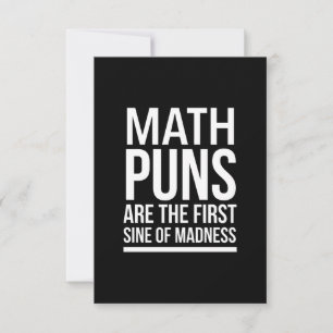 Sine of madness funny maths puns white thank you card