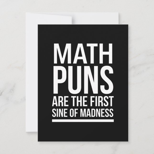 Sine of madness funny maths puns white thank you card (Front)