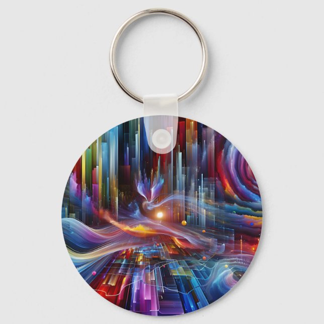 "Sinewaves Of Light" Modern Futuristic Beautiful Keychain (Front)