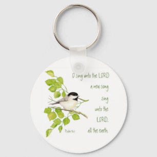 Sing a New Song to the Lord, Scripture & Bird Keychain