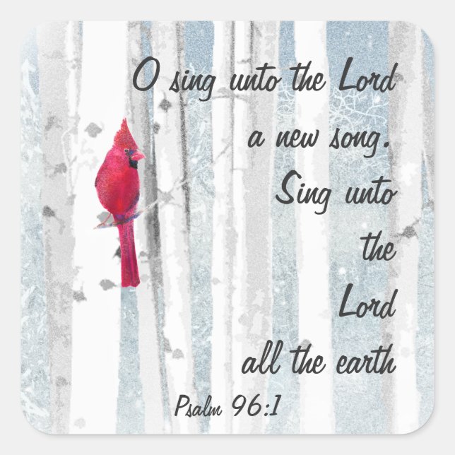 Sing a New Song to the Lord, Scripture & Birds Square Sticker (Front)