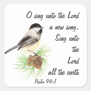 Sing a New Song to the Lord, Scripture & Birds Square Sticker
