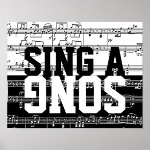 sing a song black & white music poster
