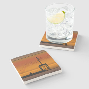 Sing a Song of Praise Ravens on Church Roof Stone Coaster
