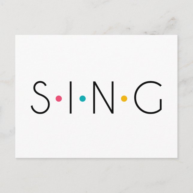 Sing Coloured Dots Singer Postcard (Front)