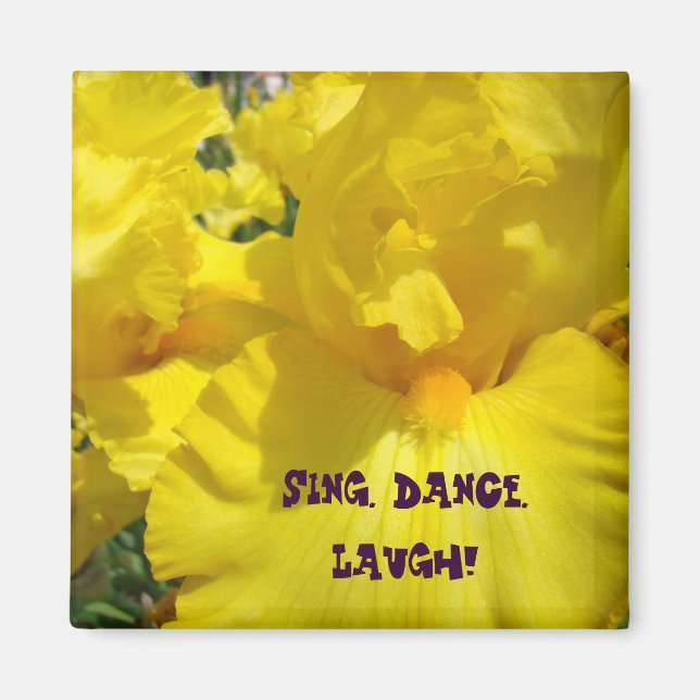 Sing. Dance. Laugh! magnet Yellow Iris Flowers (Front)