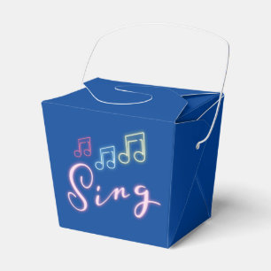 Sing Neon Music Notes on Blue Favor Box