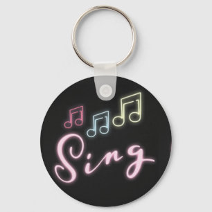 Sing Neon Music Notes Personalized Name Keychain