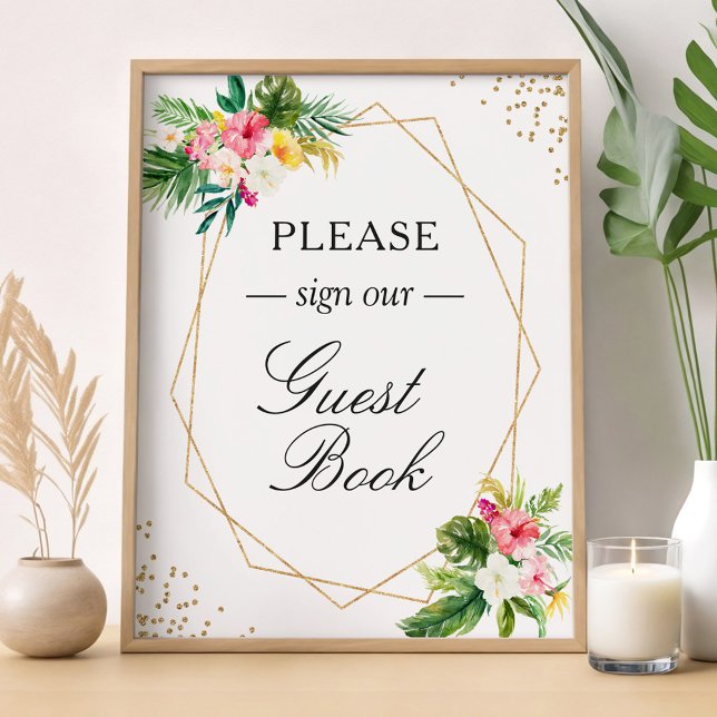 Sing Our Guestbook Tropical Floral Geometric Sign (Creator Uploaded)