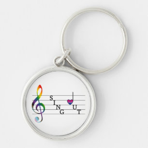 Sing Out Bisexual Pride Keychain