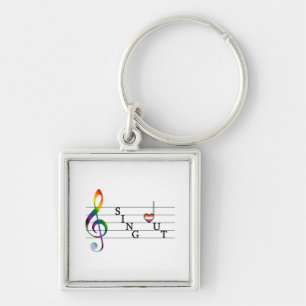 Sing Out Lesbian Pride Keychain