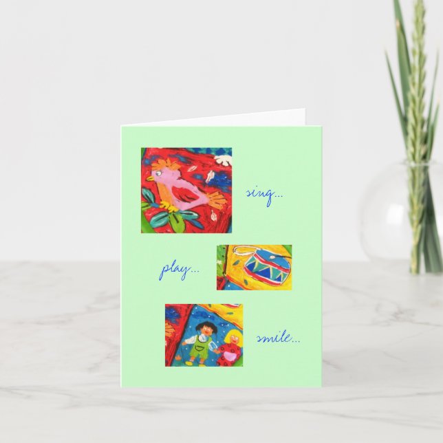 Sing Play Smile Greeting Card (Front)