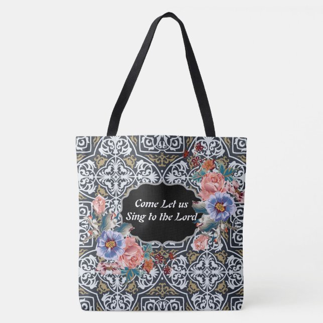 Sing to the Lord  Psalm 95:1 Designer Aztec Tote (Front)