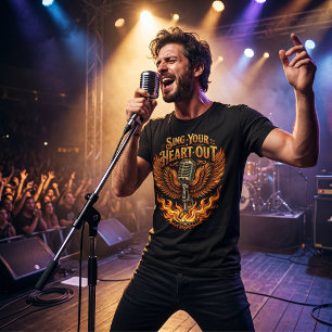 Sing Your Heart Out: Microphone Wings & Fire Tri-Blend Shirt