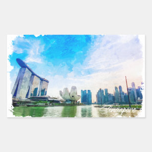 Singapore Asia Panorama View Watercolor Sticker