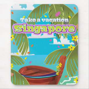 Singapore cartoon travel poster art. mouse pad