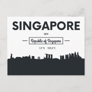 Singapore, China City Coordinates Postcard