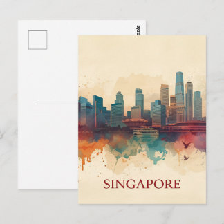 Singapore city retro Skyline Postcard