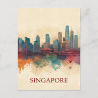 Singapore city retro Skyline