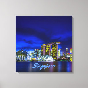 Singapore City Skyline At Night Canvas Print