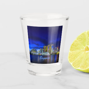 Singapore City Skyline At Night Shot Glass