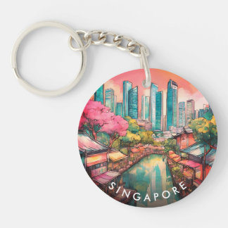 Singapore City View Colorful Keychain