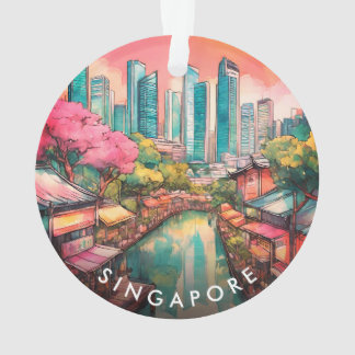 Singapore City View Colorful Ornament