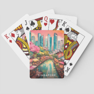 Singapore City View Colorful  Playing Cards