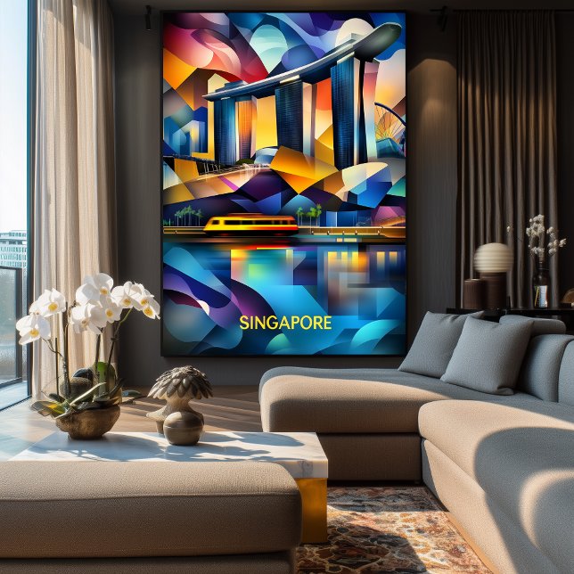 Singapore Cubist Skyline – Modern Geometric City Poster (Creator Uploaded)