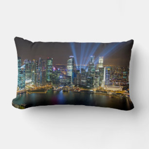 Singapore Downtown Lightshow Lumbar Pillow