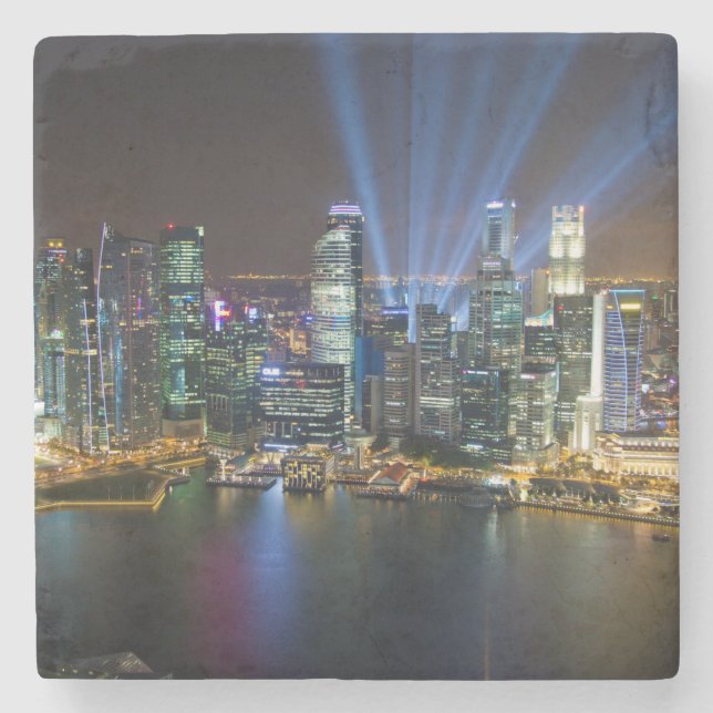 Singapore Downtown Lightshow Stone Coaster (Front)