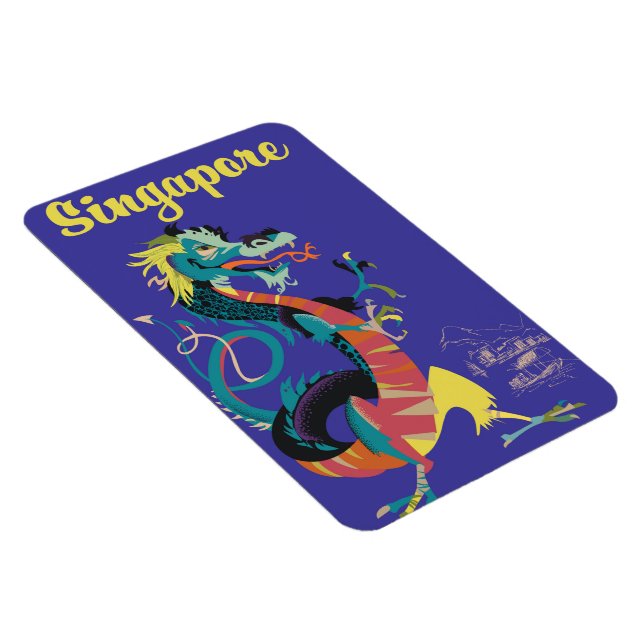 Singapore dragon vintage travel poster magnet (Right Side)