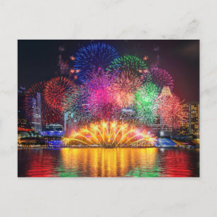 Singapore Fireworks Postcard