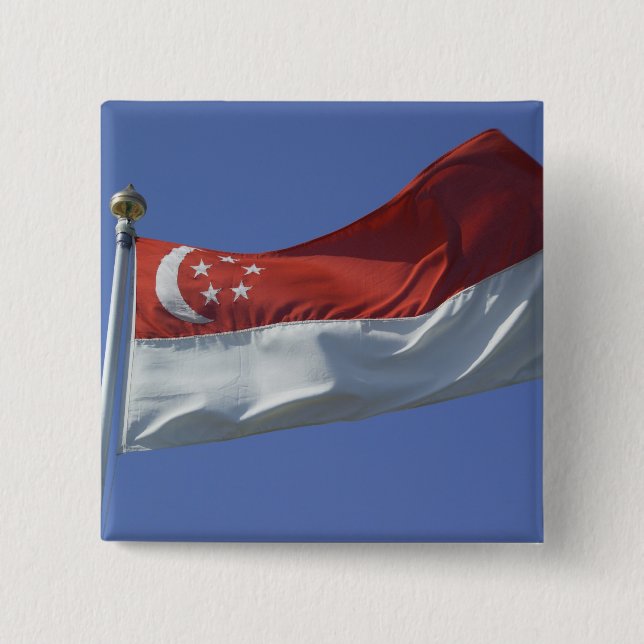 Singapore Flag 2 Inch Square Button (Front)