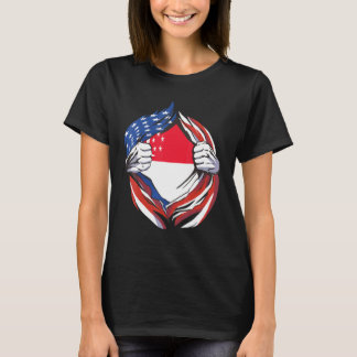 Singapore Flag American Proud Of My Singaporean He T-Shirt