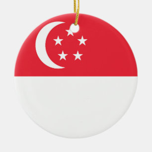 Singapore flag ceramic ornament