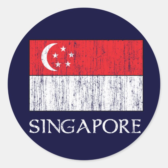 Singapore Flag Classic Round Sticker (Front)