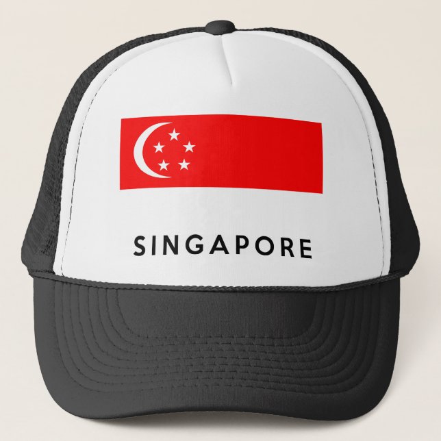 singapore flag country text name trucker hat (Front)